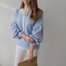 마롱패션 레이스 리본 블라우스 베이지 블랙