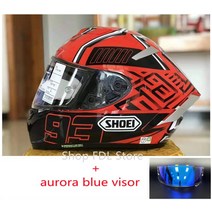 바이크 헬멧 오토바이 스쿠터 반모 풀 오픈 SHOEI X 14 페이스 R1 60 주년 기념 쇼에이, 5.aurora blue visor - XXL