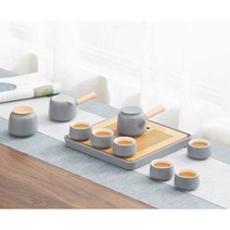 다기세트 다도세트 자사호 티 선물 가정 미니멀, 10흑자양면손잡이세트티캔사각접시