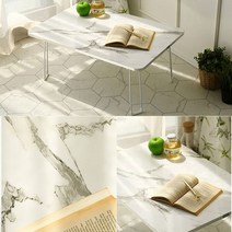 박세리 마블 미니 접이식 집들이 손님 예쁜 큰상 식탁 밥상 화이트 거실 테이블 직교자상, 메탈실버