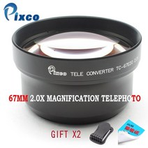 접사링 텔레컨버터pixco 67mm 2.0x 배율 카메라용 망원 텔레 컨버터 렌즈, 소니