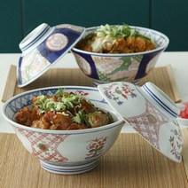 일본 가정식 히미츠 텐동 돈부리 덮밥 그릇, 맑은블루 소