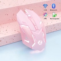 무선 레이저 게이밍 마우스 핑크 게임용 충전식 2.4g 블루투스 무소음 컴퓨터 노트북 용 ios android 용 led 백라이트, 협력사, 핑크 주도