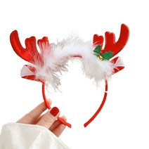 동물 사슴 귀 머리 후프 깃털 뿔 머리띠 벨 크리스마스 머리띠, 새끼 붉은 색