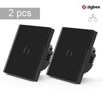 BSEED Zigbee 스위치 벽 스마트 라이트 1 계단을위한 갱 2Way Tuya Alexa Smart Home App Neutral Wire 2Pa, 02 Black_01 Zigbee_01 EU 표준