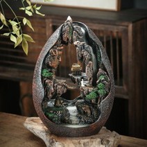 높은 산과 흐르는 물 역류 향 버너 장식 홈 편안한 연기보기 수지 공예, F123