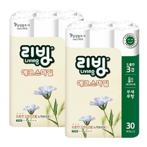 삼정펄프 리빙 에코 스마일 3겹 데코 22m 30롤 2팩 화장지 두루마리 휴지