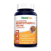 NusaPure 벤포티아민 300mg 식물성 캡슐 180개(GMO 프리 비건 및 글루텐 프리) 바이오페린 함유 미국직송 321252