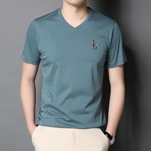 2023 년 여름 새로운 남성 반팔 코튼 티셔츠 단색 트렌드 V 칼라 느슨한 남성 셔츠 남성 흰색 한국 셔츠