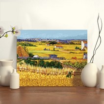 MINJING DIY그림그리기 물감 + 붓 세트 반 고흐 수확 명화그리기 유화그리기 취미생활 생일선물 인테리어 소품 (액자 포함 )sqq01290012, 50*65cm 블랙