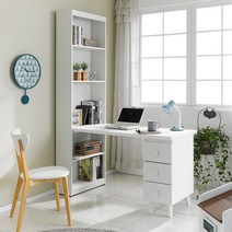 장인가구 큐브 1400 책상세트 책장형, 화이트