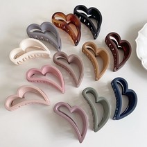 아이유 하트 집게핀 무광 팔레트 업스타일 올림 긴 단발 머리 헤어핀 21color, 08-초콜릿