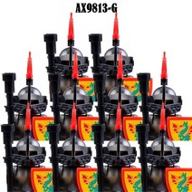 중국 호환레고 중세 군사 블록 십자군 빌딩 성 로마 기사 왕국 육군 방패 군인 미니 피규어 레고, ax9813-g-10pcs