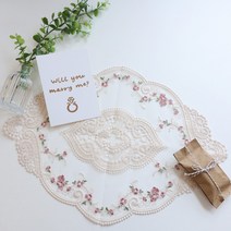 레이스 코스터 플라워 티코스터 컵받침 인테리어 소품 빈티지 뜨개 식탁보, 레이스 다이아 베이지