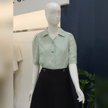 나이스크랍 나이스클랍 볼륨소매 시어서커 체크 블라우스(A232PWB408)MT