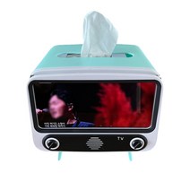 휴지케이스 거치대 식탁 화장대 레트로TV 휴대폰거치대, 화이트