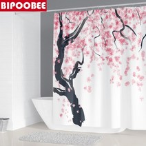 샤워커튼추천 이케아압축봉 이케아샤워커튼 욕실커튼 방수커튼 비닐가림막 매화 꽃 3D HD 인쇄 패브릭 샤워 커튼 욕실 커튼 세트 꽃 미끄럼 방지 깔개 화장실 뚜껑 커버 및 목욕, D 샤워 커튼, 12 D Shower Curtains