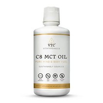 VTC 비타 회사 C8 MCT 오일 100% 순수 32oz 케토와 팔레오 카프릴산 청정 에너지 지방 지속 가능한 64인분., 32 Fl Oz (Pack of 1)