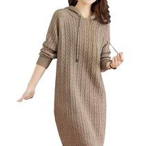 [바니드] 여성의류 후드 니트 롱원피스 가을겨울 따뜻한 꽈배기패션 드레스 0189