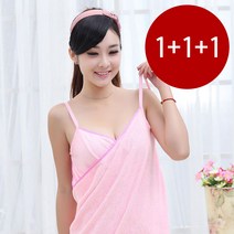 1+1+1 (3개 세트) 드라이 샤워가운 쓱 가볍게 걸쳐입는 착 감기는 에어 랩 원피스 3초 타월, 퍼플(3개)