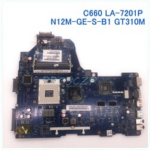 도시바 C660 노트북 마더 보드 K000124390 LA 7201P 함께 HM65 N12M GE S A B1 GT310M 100% 작동|노트불 머더보드|, 1개, 단일, 단일