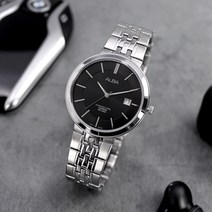 세이코알바 심플블랙 클래식 쿼츠 메탈 시계 AS9D81X1