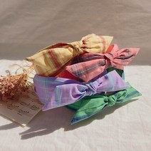 레쥬 체크 리본 헤어밴드 투톤 와이어 넓은 손수건 여름 와이드 매듭 반다나 머리띠