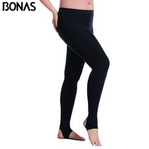 레깅스 Bonas 블랙 탄성 통기성 폴리 에스테르 두꺼운 벨벳 바지 퀸 사이즈 따뜻한