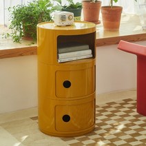 원형 이동식 테이블 트롤리 사이드 2단선반 소프트 거실 장식장 공간활용, 전체 의상, 흰색 - 두 개의 레이어