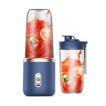 녹즙기 가정용 과일 쥬서기 원액기 원액 착즙 휴대용 Juicer 블렌더 300ml 전기 USB 충전 레몬 오렌지 Juicing 컵 스무디 기계, blue Double cup+CHINA