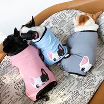 골든독 불독얼굴 올인원 S-3XL 프렌치불독 잉글리쉬불독 아메리칸 불리 시바견 중형견 중대형견 착용가능 옷, 스카이블루