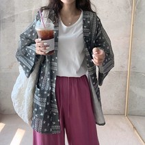 여름가디건 여성 여름 린넨 빅사이즈 오버핏 에스닉 비치 로브 가디건