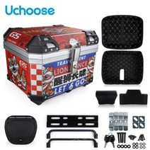 UCHOOSE 45L 범용 오토바이 바이크 모터사이클 테일 탑 박스, 중국, 레드 라이온 2