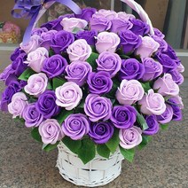 지나로즈 생일 기념일 프로포즈 생일 기념일 어버이날 프로포즈 여친 선물 소중한사랑 장미 비누꽃 100송이 꽃바구니, 퍼플혼합