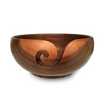 Yarn Bowl 월넛 17 1cm x 7 6cm - 목재 특수 유럽 호두나무로 수제 제작 보관 오거나이저 뜨개질과 코바늘 뜨개질용 홀더 완벽한 선물!