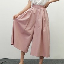 코튼 8부 봄 여름 밴딩 통 와이드팬츠 치마바지