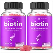 뉴트라챔프 뷰티 비오틴 구미 5000mcg 90개 딸기맛(2통 기획)