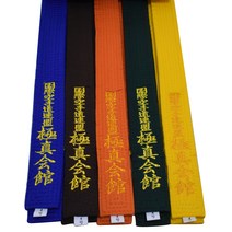 겨루기호구 태권도미트 태권도장비 Sinobudo 교쿠신 카이 가라테 벨트 칸 IKO 자수 색상, 02 Yellow