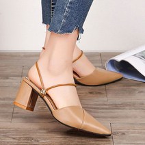 청키힐 여자 뮬슬리퍼 뾰족코 블로퍼 슬링백