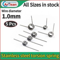 스테인레스 비틀림 스프링 1mm V 형 헬리컬 와이어 직경 1.0mm 각도 60 120 180 도 금속 쓰레기통 수리 비접촉 나선형, 1.0mm(180 degrees), 5.0mm (5Pcs), 6.0mm(6 laps )