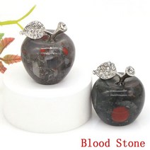 천연 원석 크리스털 치유석 조각 레이키 피규어 방 장식 장신구 크리스마스 선물 48 색 사과 조각상, Blood Stone+10pcs