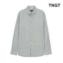 TNGT 95 100 사이즈 그레이 체크 면혼방 캐주얼셔츠
