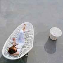 야외 썬베드 수영장 호텔 리조트 펜션 비치, 화이트 썬배드+테이블 세트