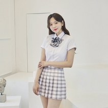 교복몰 라이트퍼플 체크 스커트 교복 학생복.