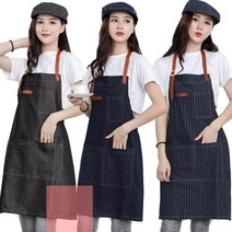 까페 포켓 캔버스 카페 데님 가죽밴드 주방 공방 앞치마 바리스타 3포켓 다용도 허리밴드, 블랙 골지, 단품