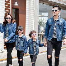 시밀러룩 커플룩 가족 옷 가을 어머니 딸 드레스 긴 소매 아버지 아들 셔츠 데님 가족