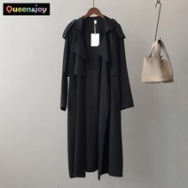 퀸앤조이 코코아 얇은 트렌치 코트