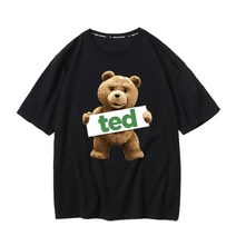 남성 티셔츠 재미있는 곰 코튼 쿨 백 프린트 패션 셔츠 오버사이즈 그래픽 개성 상의 여름 반팔 티