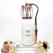 캔들백화점 롱스퀘어 크리스탈 ELSA 캔들워머+소이캔들 대용량 1000ml 대왕캔들 세트, ELSA 로즈골드화이트+잉글리쉬페어프리지아