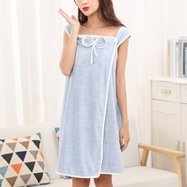 리카 여성 리본 샤워가운 골프가운, 블루
